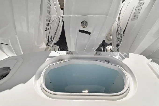 Slide: The Image of 2020 Yellowfin 39 Center Console boat with Yamaha engines, featuring a sleek design. - 27