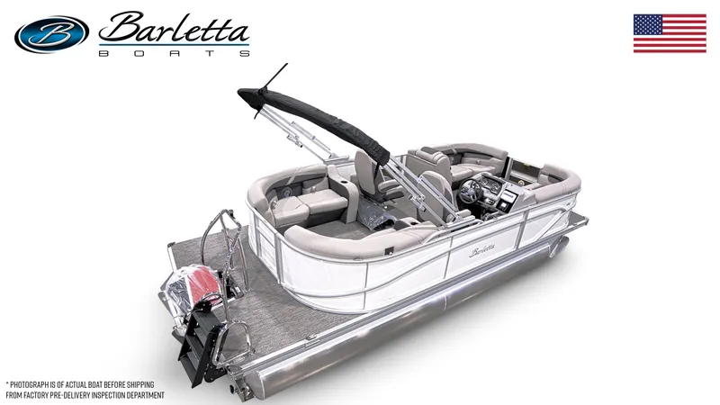 Slide: The Image of 2025 Barletta Cabrio 20QC pontoon boat with sleek design and modern features. - 25