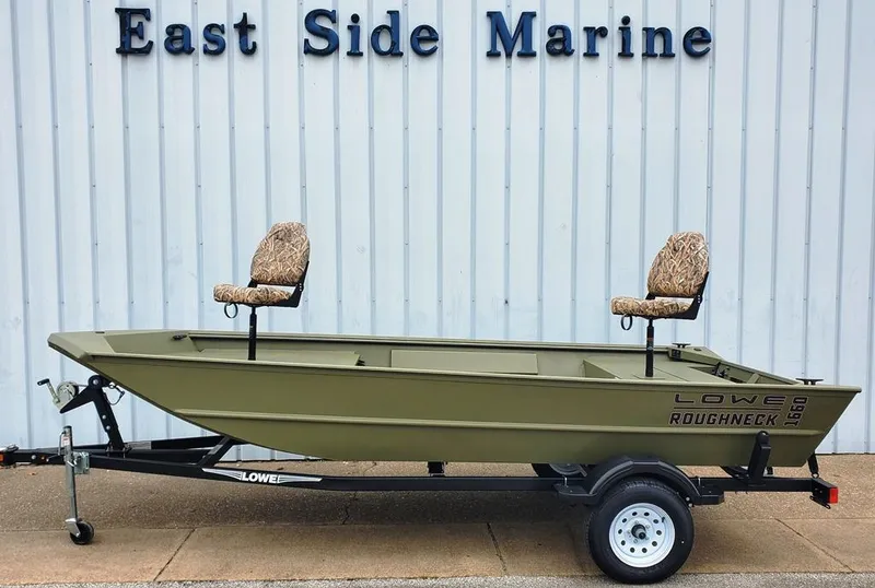 Slide: The Image of 2025 Lowe Roughneck RX1660 Tiller Steer boat at East Side Marine. - 7