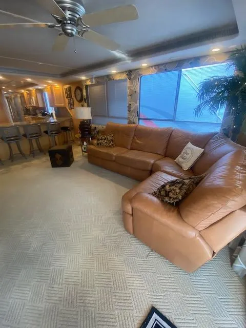 Slide: The Image of Luxurious Sumerset 18x85 houseboat interior with leather seating and modern decor, 2000 model. - 4