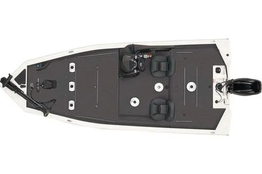 Slide: The Image of 2024 Tracker Pro Team 175 TXW fishing boat, top view, dual seats, sleek design. - 9