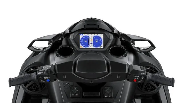 Slide: The Image of 2025 Yamaha Marine Waverunner FX CRUISER SVHO dashboard with audio controls and digital display. - 8