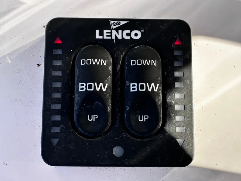 Slide: The Image of Lenco trim tab control panel on 2025 Sea Fox 328 Commander boat. - 18