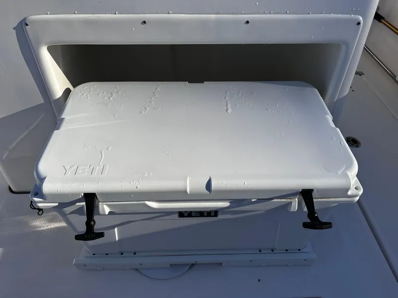 Slide: The Image of YETI cooler on 2025 Sea Fox 328 Commander boat deck. - 30