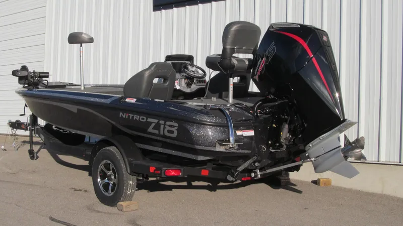 Slide: The Image of 2025 Nitro Z18 Pro fishing boat with powerful outboard motor. - 3
