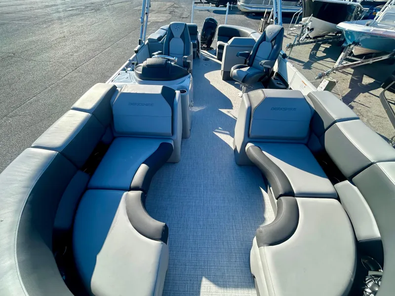 Slide: The Image of 2024 Berkshire 23RFX STS 3.0 pontoon boat with spacious seating and modern design. - 15