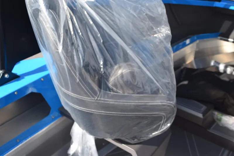 Slide: The Image of 2024 Stabicraft 1850 Fisher Sportfish seat wrapped in protective plastic. - 13