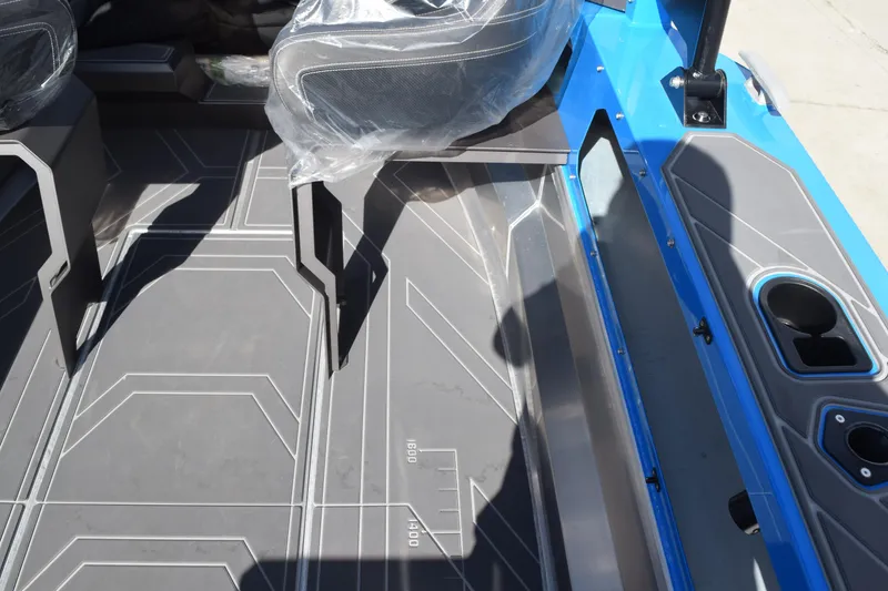 Slide: The Image of 2024 Stabicraft 1850 Fisher Sportfish interior with modern seating and sleek design. - 20