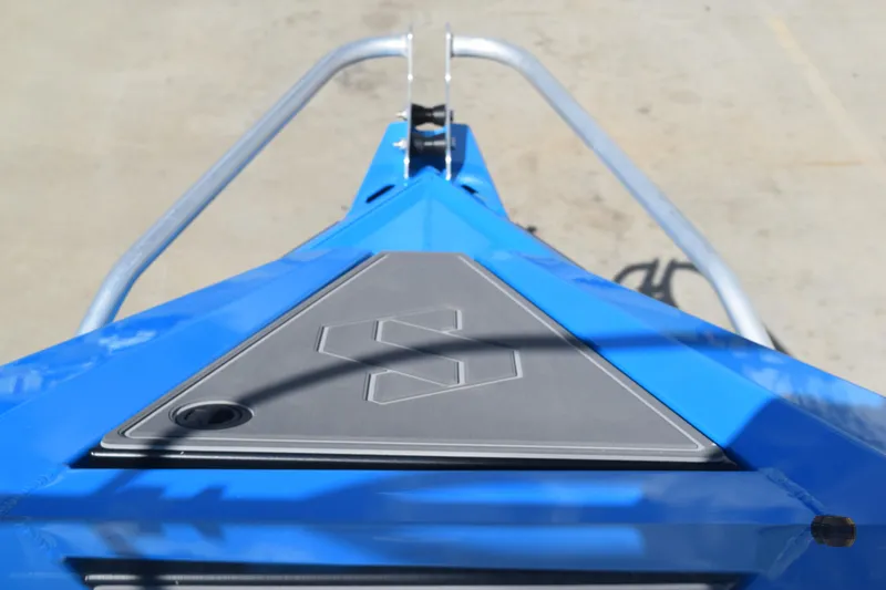 Slide: The Image of 2024 Stabicraft 1850 Fisher Sportfish bow with blue finish and sleek design. - 23