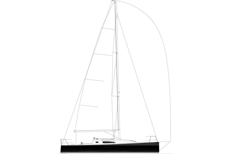 Slide: The Image of Line drawing of 2026 J Boats J/99 sailboat, showcasing sleek design and sail configuration. - 11