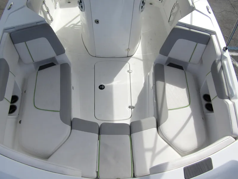 Slide: The Image of 2022 Tahoe 2150 CC boat interior with spacious seating and modern design. - 10