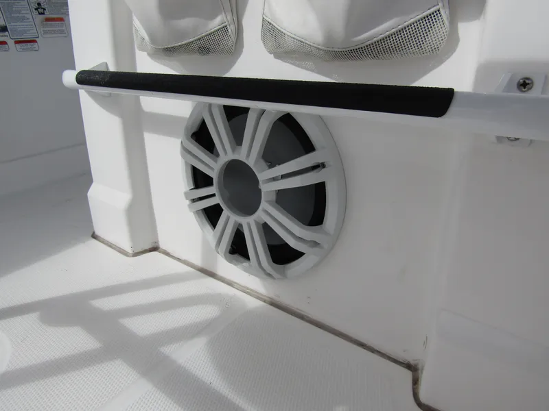 Slide: The Image of 2022 Tahoe 2150 CC boat speaker and railing detail. - 25