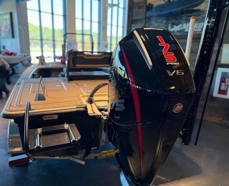 Slide: The Image of 2025 Mako 18 Pro Skiff Backwater Edition with Mercury 175 Pro V6 engine. - 2