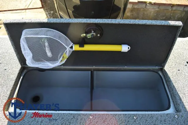 Slide: The Image of 2023 Lund 1875 Fisherman Sport livewell with net and storage compartment. - 22