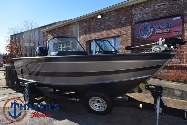 Slide: The Image of 2023 Lund 1875 Fisherman Sport boat on trailer at Thayer's Marine. - 33