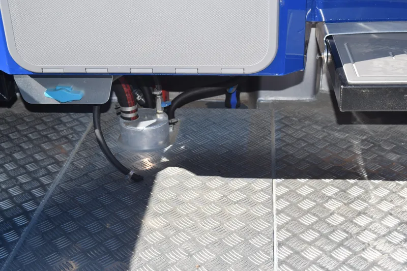 Slide: The Image of 2024 Stabicraft 1850 Fisher Sportfish interior with metal flooring and equipment. - 14