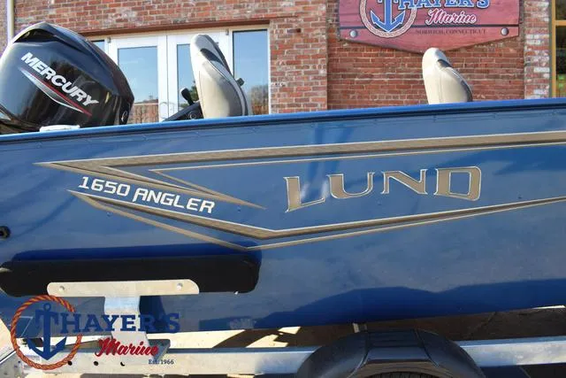 Slide: The Image of 2024 Lund 1650 Angler Tiller boat with Mercury engine at Thayer's Marine. - 4