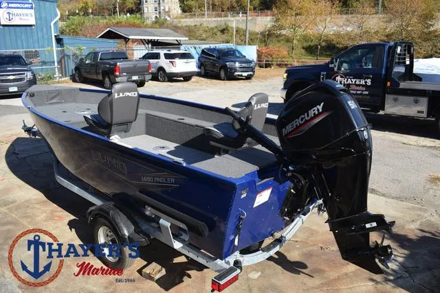 Slide: The Image of 2024 Lund 1650 Angler Tiller boat with Mercury engine at Thayer's Marine. - 8