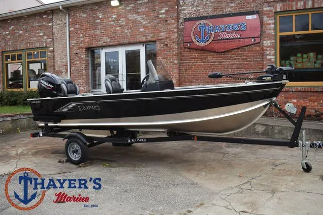 Slide: The Image of 2024 Lund 1600 Fury SS boat on trailer at Thayer's Marine. - 26