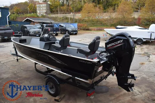 Slide: The Image of 2024 Lund 1600 Fury SS boat with Mercury engine at Thayer's Marine. - 9