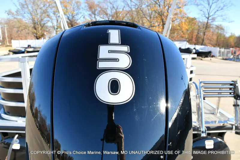 Slide: The Image of 2024 Ranger 220F with 150HP Mercury 4 Stroke engine, close-up view. - 4