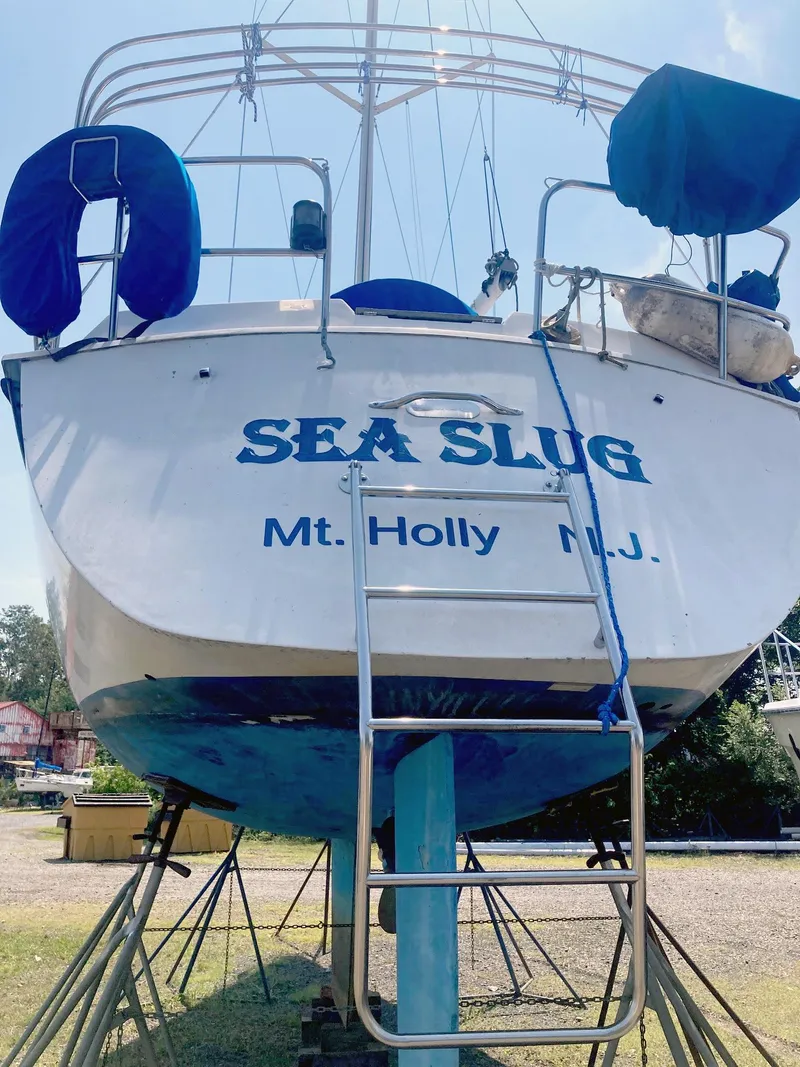 Slide: The Image of 1983 Hunter 34 sailboat "Sea Slug" in dry dock, Mt. Holly, NJ. - 3