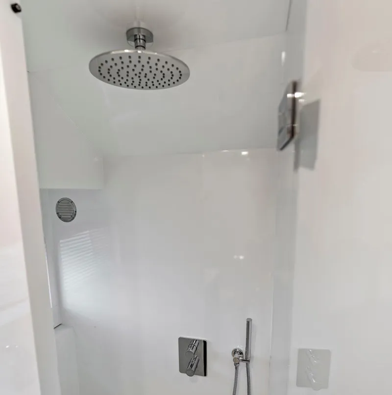 Slide: The Image of Modern shower in 2021 Sichterman Libertas 54 yacht bathroom. - 20