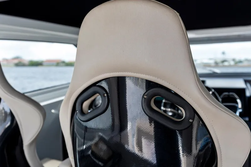 Slide: The Image of Luxury interior of 2021 Sichterman Libertas 54 yacht, featuring sleek, modern seating design. - 27