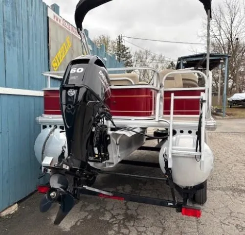 Slide: The Image of 2022 Sun Tracker Bass Buggy 18 DLX pontoon boat with Mercury 60 HP engine. - 5