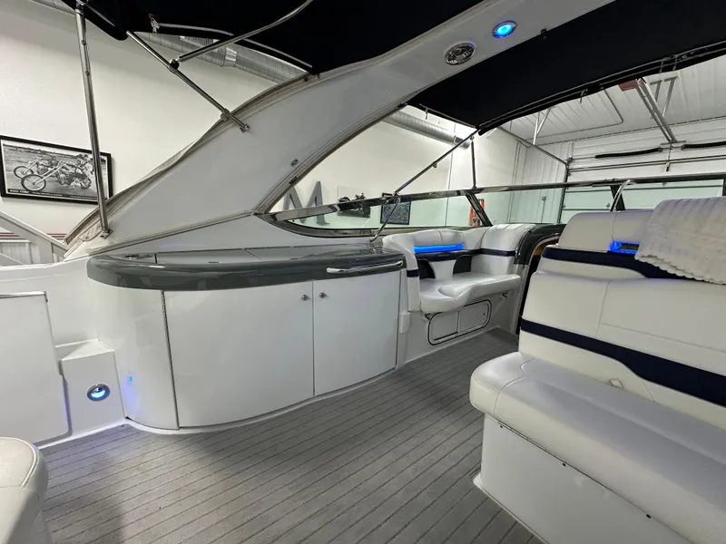 Slide: The Image of 2014 Formula 370 Super Sport boat interior with sleek seating and modern design. - 5