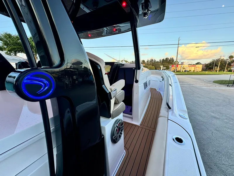 Slide: The Image of 2025 Edgewater 370 CC boat interior with sleek design and modern features. - 12