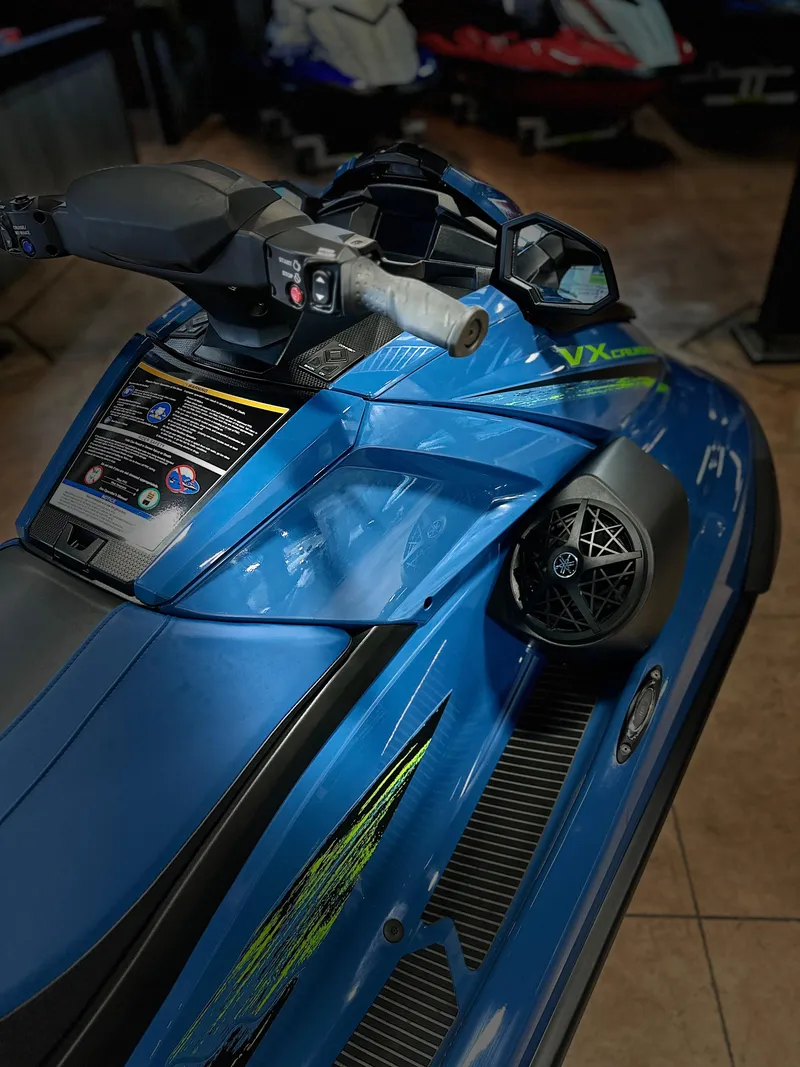 Slide: The Image of 2025 Yamaha WaveRunner VX Cruiser HO in blue, featuring sleek design and advanced controls. - 6
