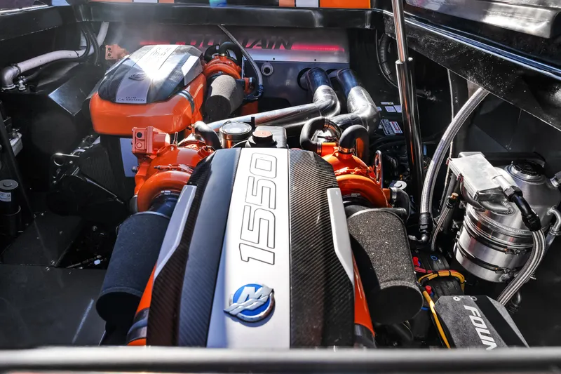 Slide: The Image of 2020 Fountain 47 Lightning engine compartment with powerful 1550 horsepower engine. - 20