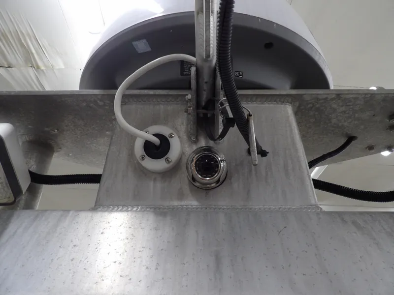 Slide: The Image of Close-up of 2005 SAFE Boats Defender 25 wiring and fixtures. - 38