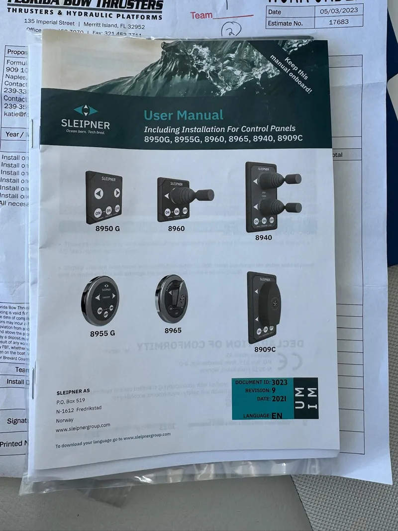 Slide: The Image of Sleipner user manual for control panels, featuring models 8950C, 8955C, 8960, 8965, - 17