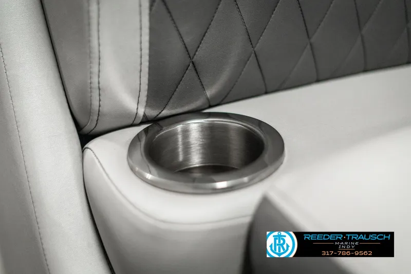 Slide: The Image of 2022 Bennington 22 LSB boat seat with cup holder, diamond-stitched upholstery. - 42