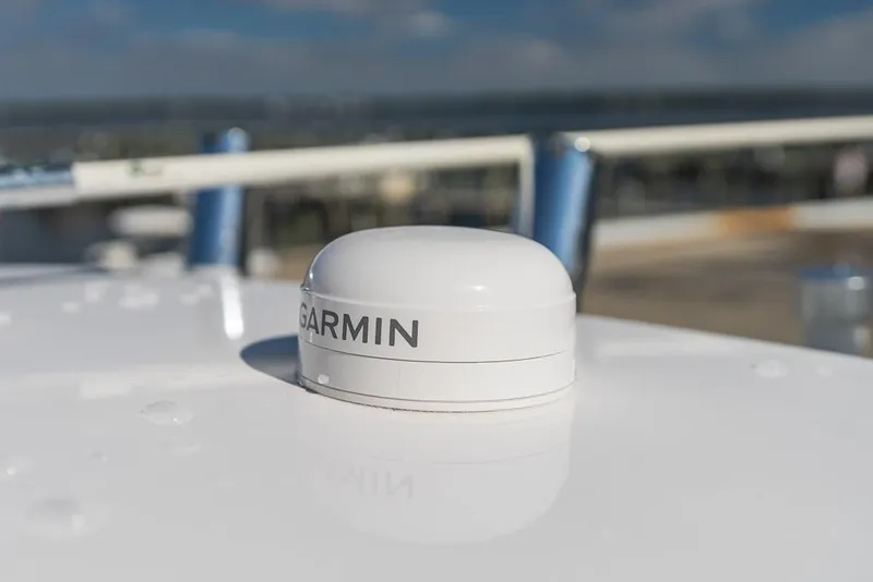 Slide: The Image of Garmin device on 2023 Everglades 243cc Sport Station boat. - 18