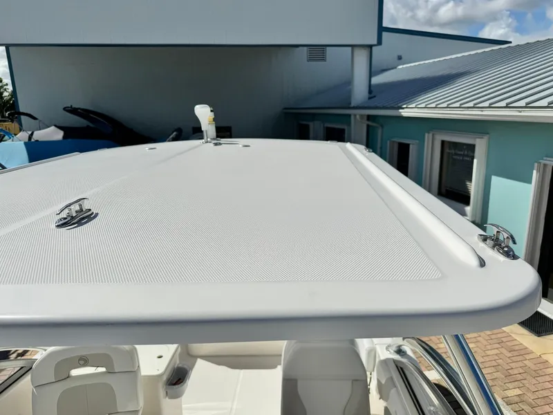 Slide: The Image of Edgewater 245 CX 2013 boat top view with sleek design and modern features. - 37