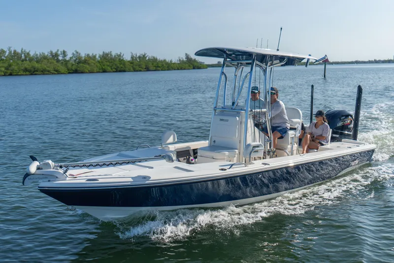 Slide: The Image of 2025 Pathfinder 2200 TRS boat detail with model number on side. - 5