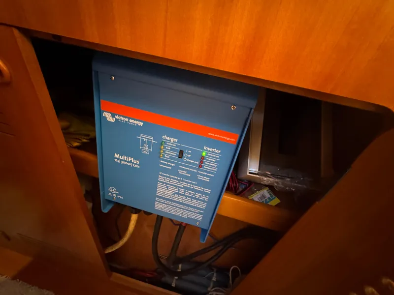 Slide: The Image of Victron Energy MultiPlus inverter in 2001 Lagoon 410 yacht cabinet. - 41