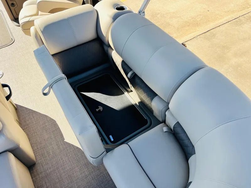 Slide: The Image of 2025 Sun Tracker Party Barge 22 RF XP3 seating with storage compartment. - 39