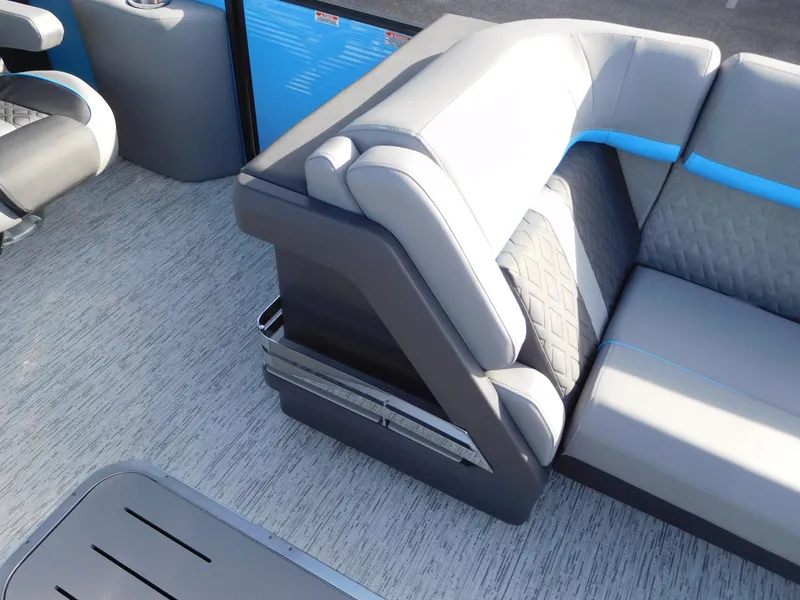 Slide: The Image of 2025 Bennington 24 MFB boat interior with modern seating and sleek design. - 6