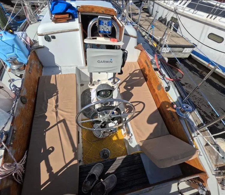 Slide: The Image of Cockpit of 1972 Cheoy Lee Luders 36 sailboat with Garmin navigation system. - 15