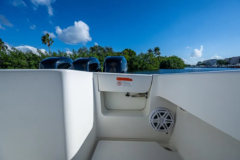 Slide: The Image of 2018 SeaVee 370z boat interior with scenic water view. - 43