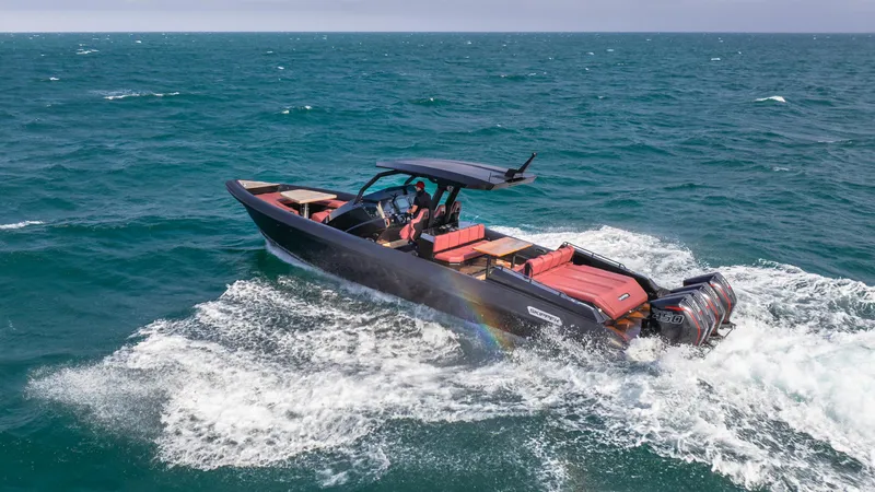 Slide: The Image of 2023 Skipper-BSK 42 boat cruising on open sea with powerful engines. - 10