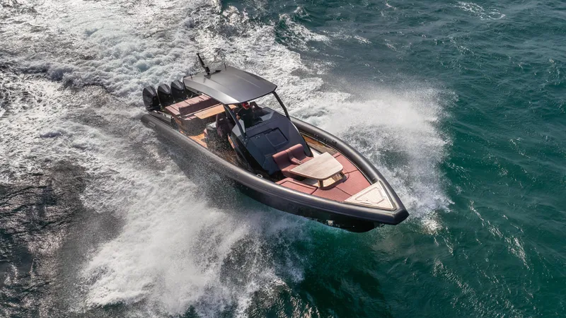 Slide: The Image of 2023 Skipper-BSK 42 boat cruising on open water. - 8