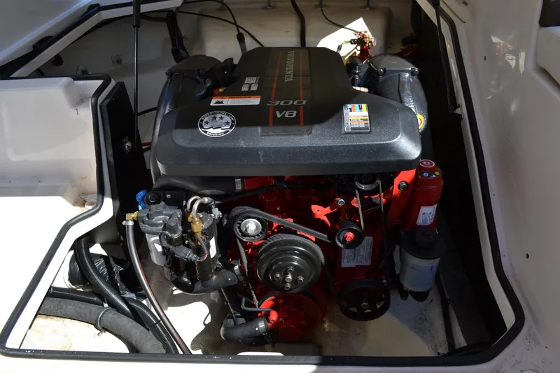 Slide: The Image of 2013 Regal 24 FasDeck engine compartment with V8 engine. - 33