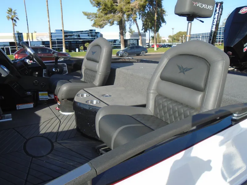 Slide: The Image of 2022 Vexus VX21 boat interior with luxurious seating and modern design. - 18