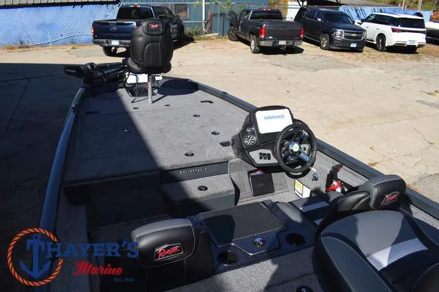 Slide: The Image of 2025 Ranger RT198P fishing boat interior with steering console and seating at Thayer's Marine. - 33