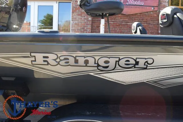 Slide: The Image of 2025 Ranger RT198P boat side view with logo and seating. - 4